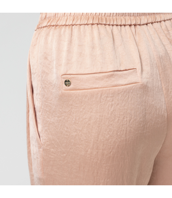 MARC CAIN - Pantalon rose en satin martelé