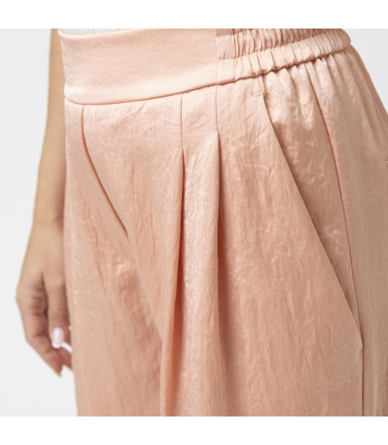 MARC CAIN - Pantalon rose en satin martelé