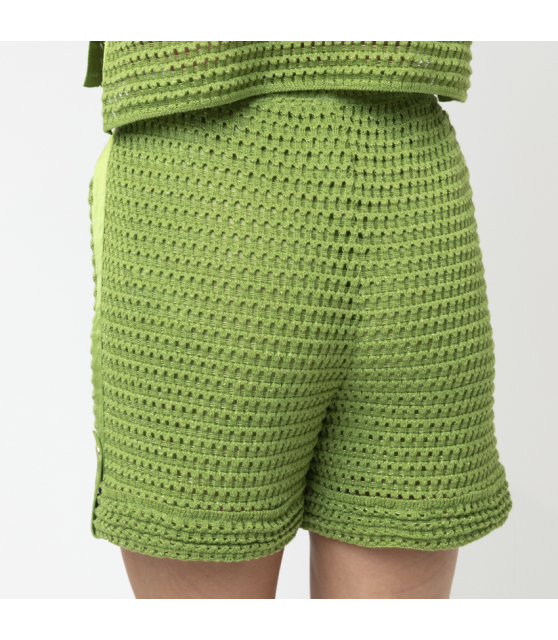 MARC CAIN - Short vert en maille ajourée