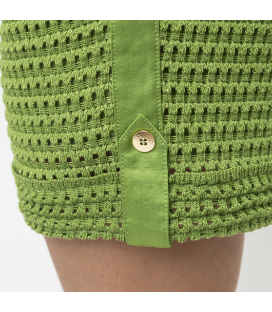 MARC CAIN - Short vert en maille ajourée