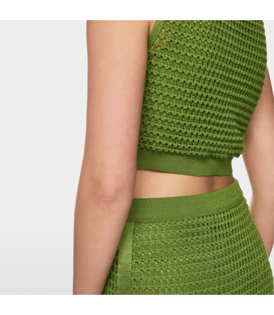MARC CAIN - Robe verte moulante en maille ajourée