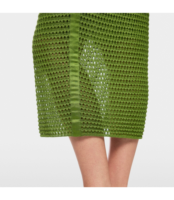 MARC CAIN - Robe verte moulante en maille ajourée