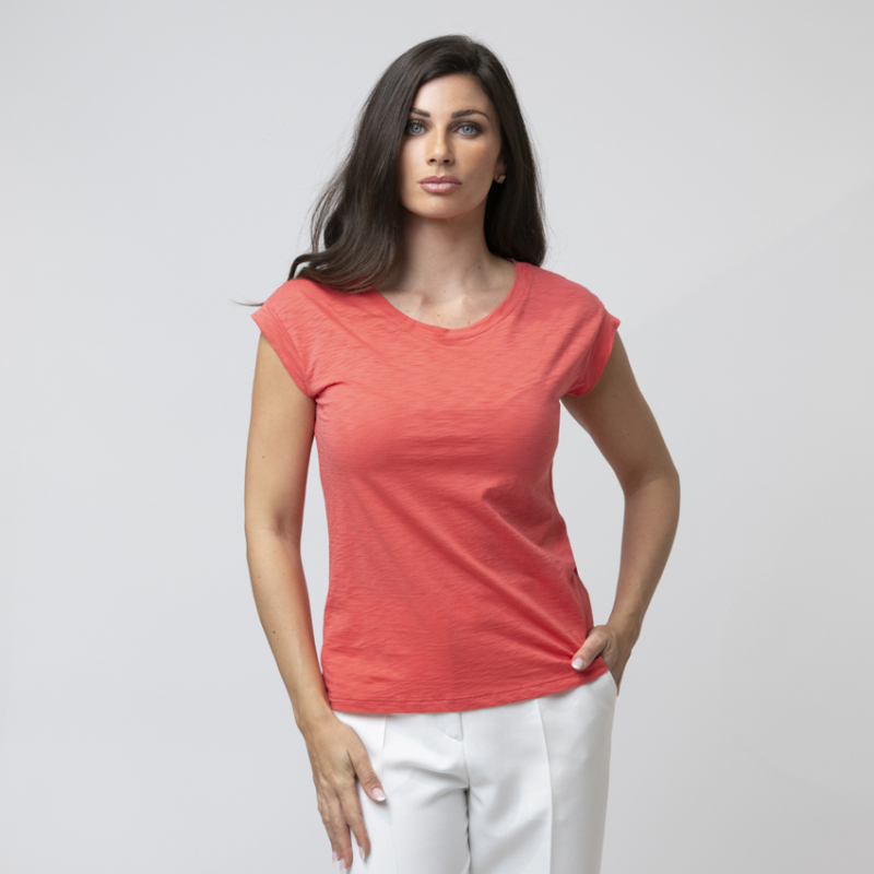 DUNCAN - T-shirt corail manches courtes