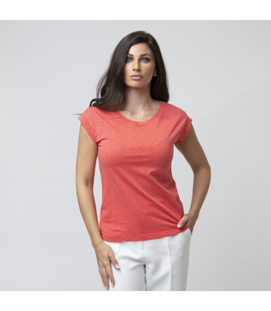 DUNCAN - T-shirt corail manches courtes