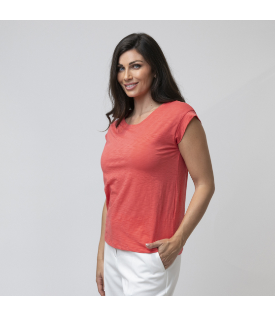 DUNCAN - T-shirt corail manches courtes