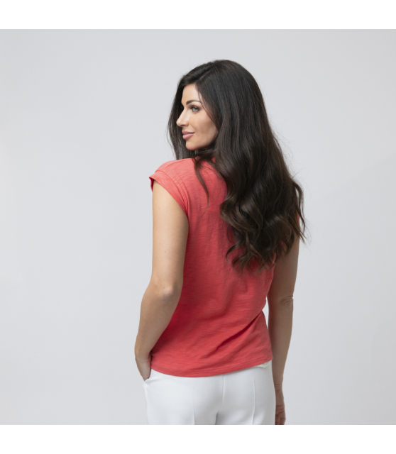 DUNCAN - T-shirt corail manches courtes