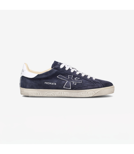 PREMIATA - Sneakers STEVEN bleu marine cuir velours