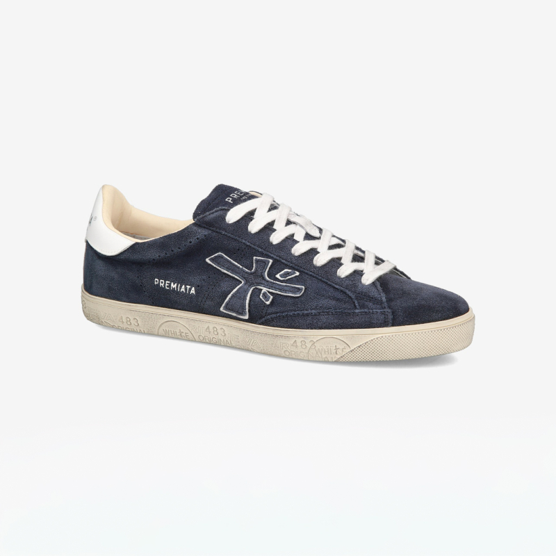 PREMIATA - Sneakers STEVEN bleu marine cuir velours 2