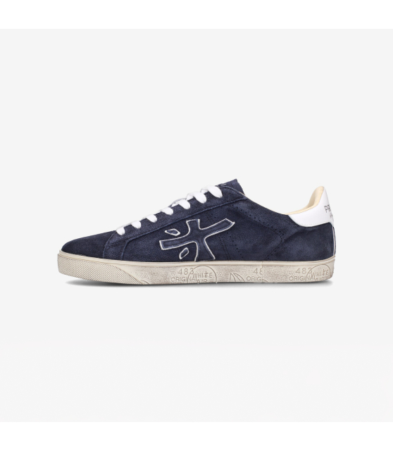 PREMIATA - Sneakers STEVEN bleu marine cuir velours