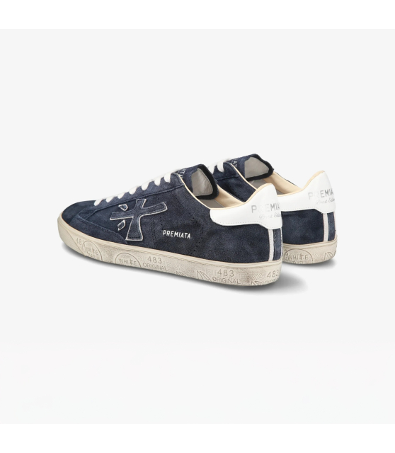 PREMIATA - Sneakers STEVEN bleu marine cuir velours