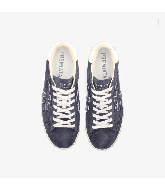 PREMIATA - Sneakers STEVEN bleu marine cuir velours