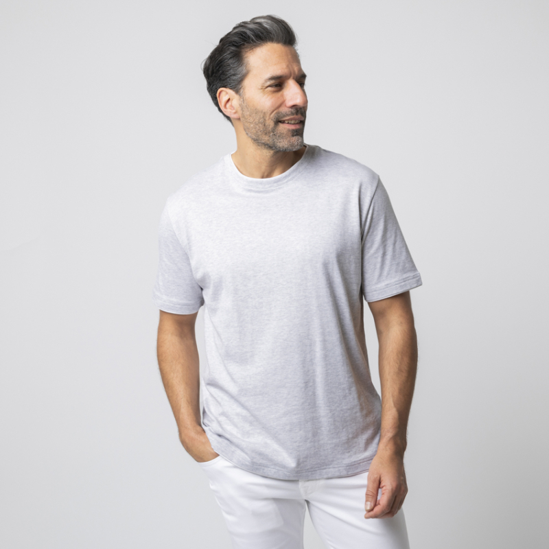 ELEVENTY - T-shirt gris chiné à empiècements