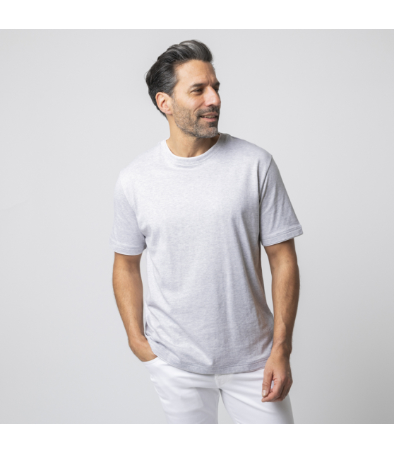 ELEVENTY - T-shirt gris chiné à empiècements