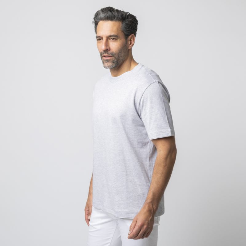 ELEVENTY - T-shirt gris chiné à empiècements 2