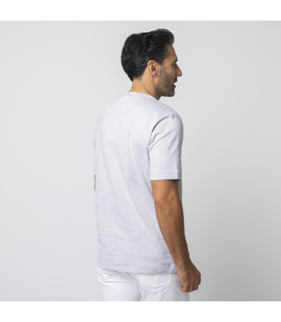 ELEVENTY - T-shirt gris chiné à empiècements