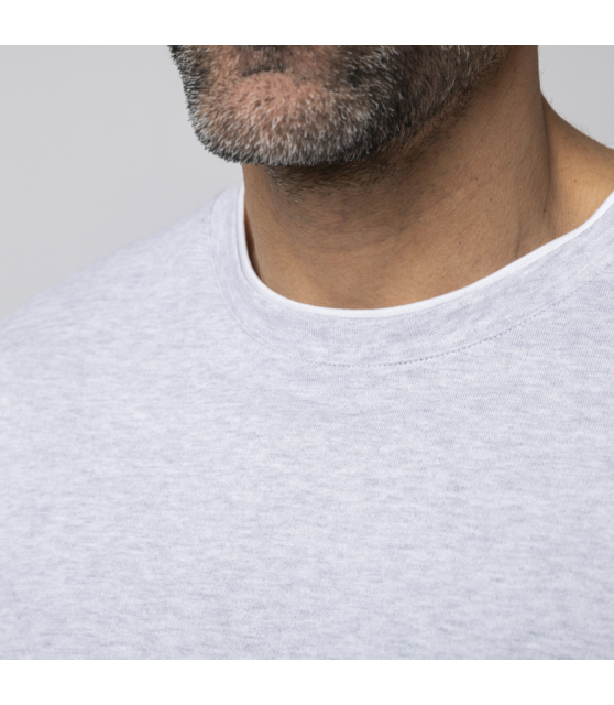 ELEVENTY - T-shirt gris chiné à empiècements