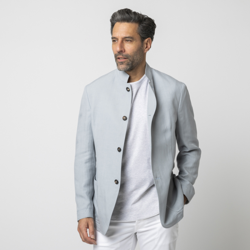 ELEVENTY - Veste bleu ciel à col officier