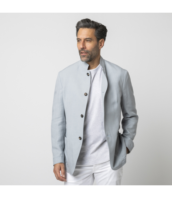 ELEVENTY - Veste bleu ciel à col officier
