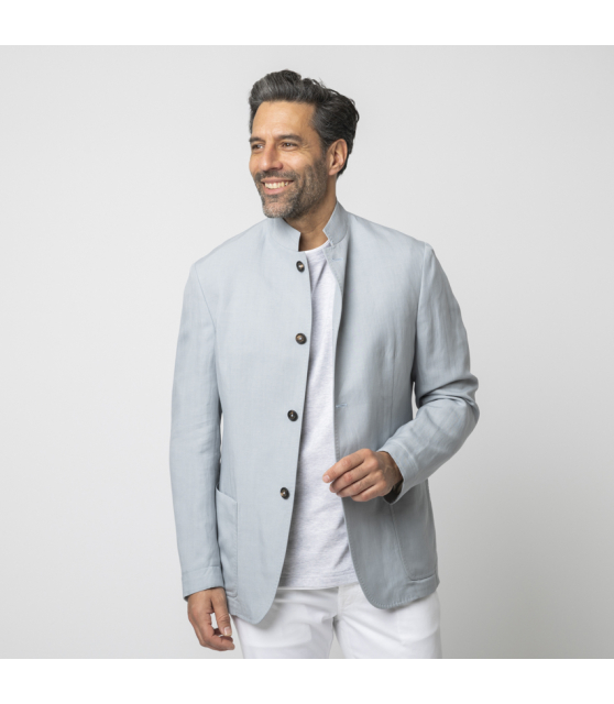 ELEVENTY - Veste bleu ciel à col officier