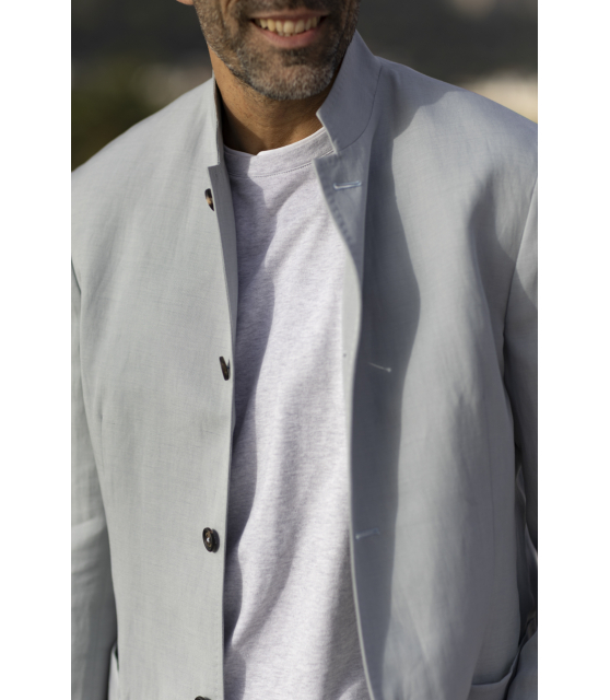 ELEVENTY - Veste bleu ciel à col officier