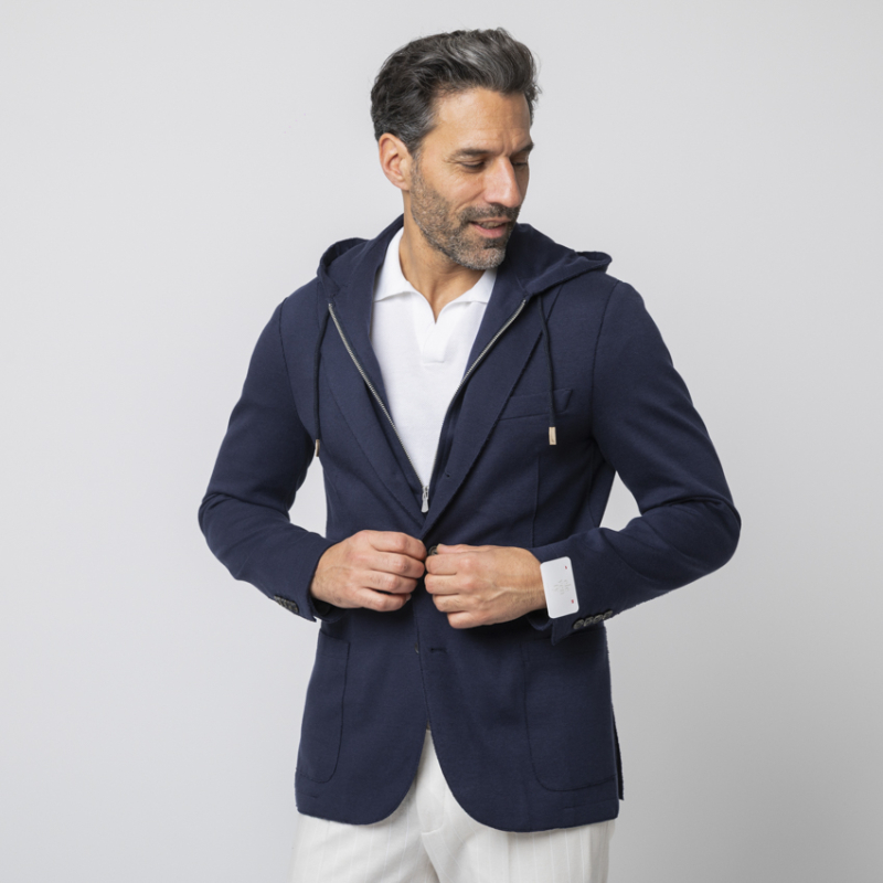 ELEVENTY - Veste Travel Jacket bleu marine en jersey
