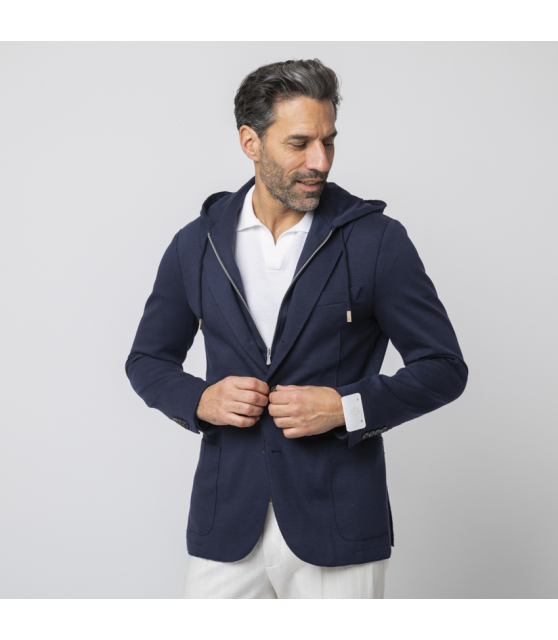 ELEVENTY - Veste Travel Jacket bleu marine en jersey