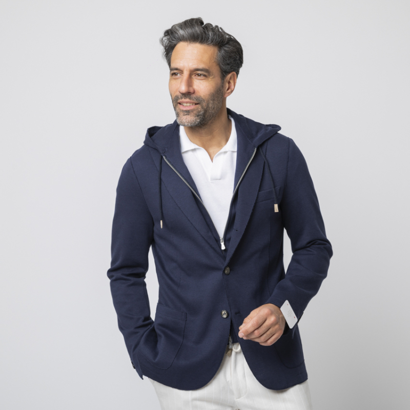 ELEVENTY - Veste Travel Jacket bleu marine en jersey 2