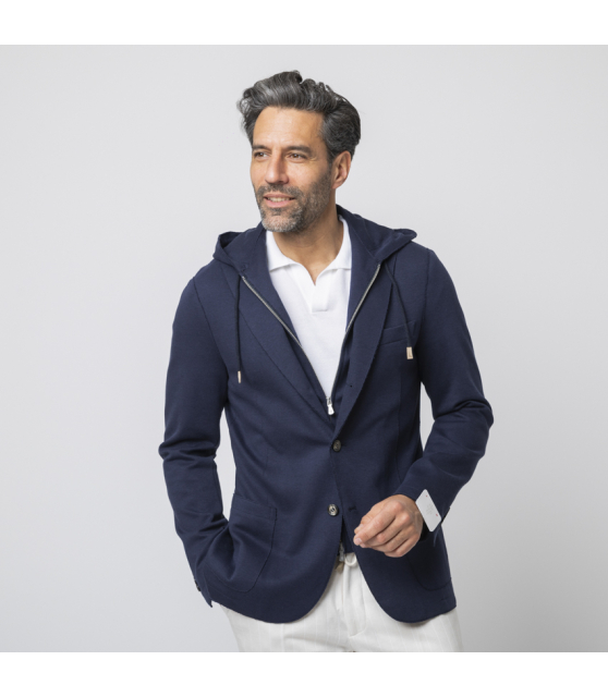 ELEVENTY - Veste Travel Jacket bleu marine en jersey