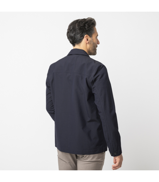 ALTEA - Sur-chemise bleu marine en seersucker