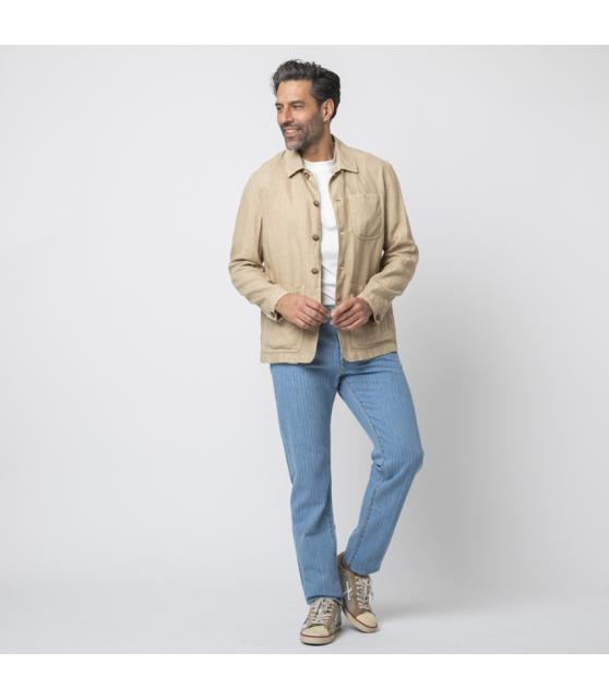 ALTEA - Sur-chemise beige en lin