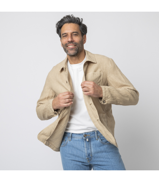 ALTEA - Sur-chemise beige en lin