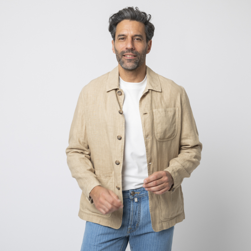 ALTEA - Sur-chemise beige en lin