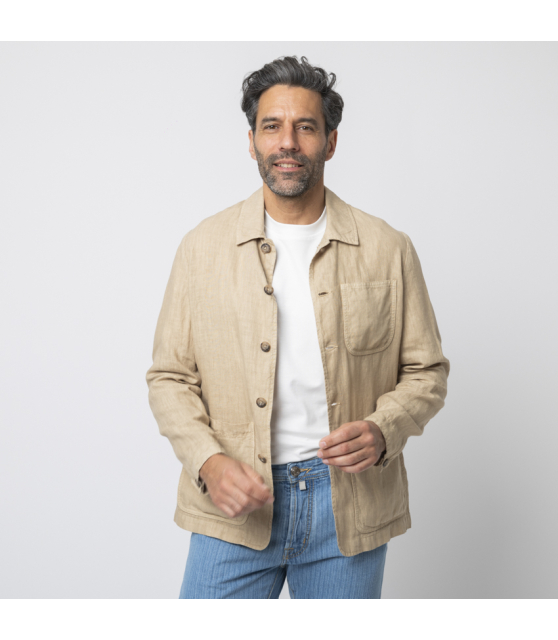 ALTEA - Sur-chemise beige en lin