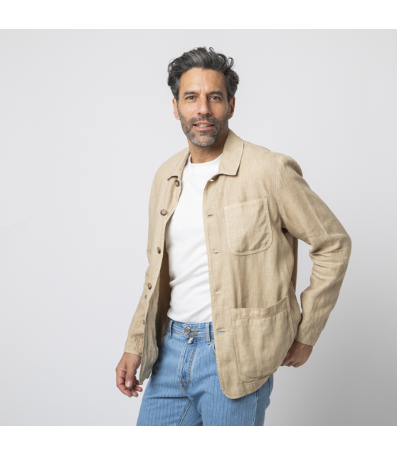 ALTEA - Sur-chemise beige en lin