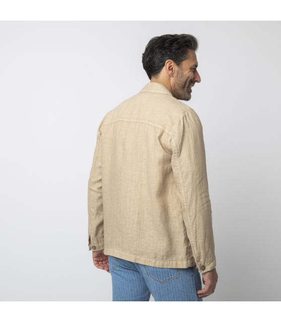 ALTEA - Sur-chemise beige en lin