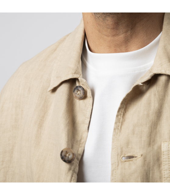 ALTEA - Sur-chemise beige en lin