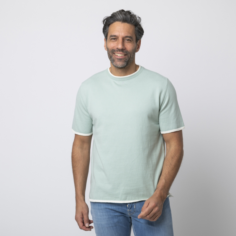 ALTEA - T-shirt vert d'eau à liseré