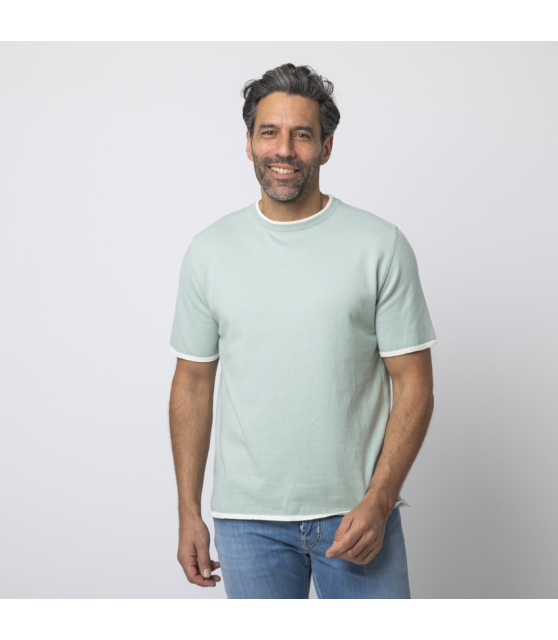 ALTEA - T-shirt vert d'eau à liseré