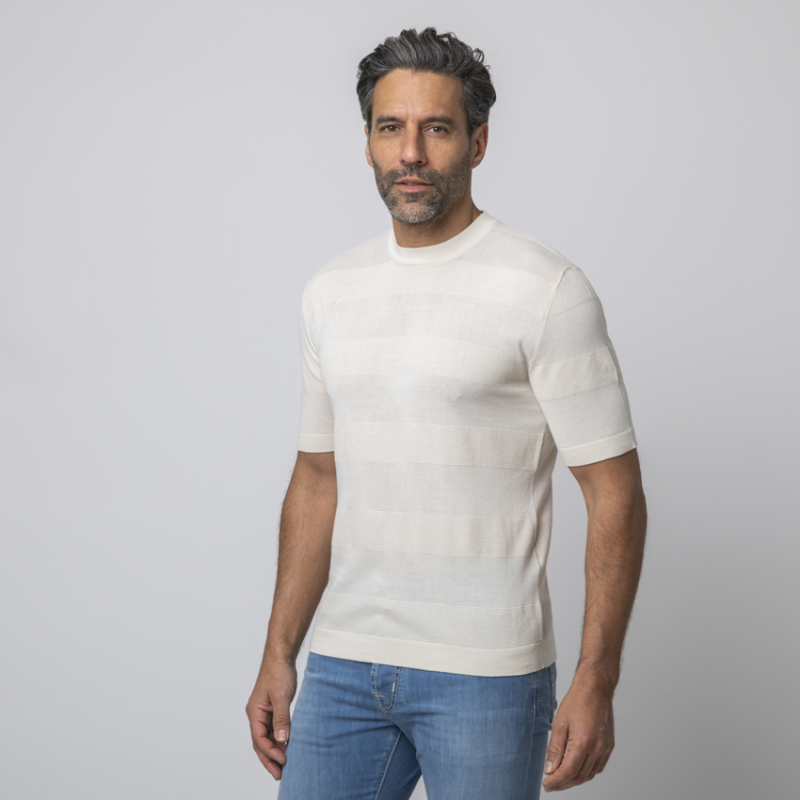 ALTEA - T-shirt beige en maille texturée 2