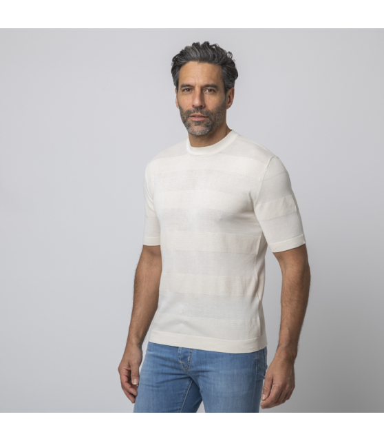 ALTEA - T-shirt beige en maille texturée