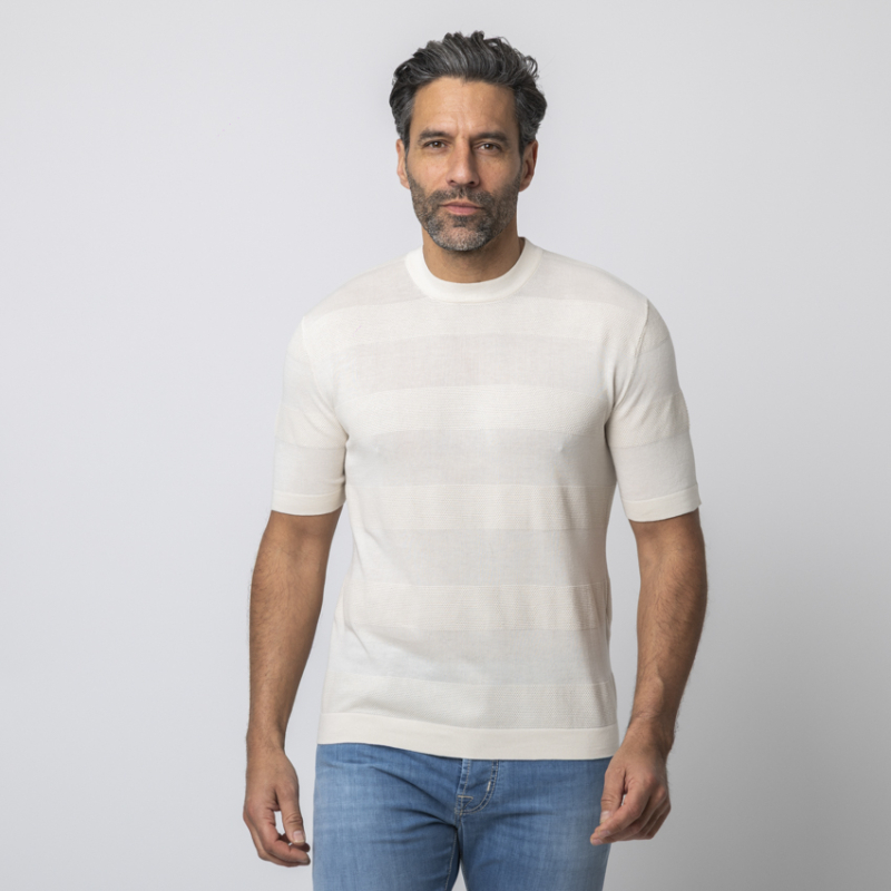 ALTEA - T-shirt beige en maille texturée