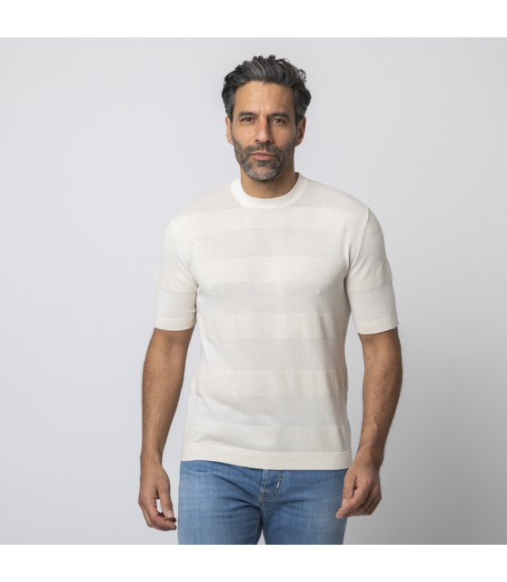 ALTEA - T-shirt beige en maille texturée