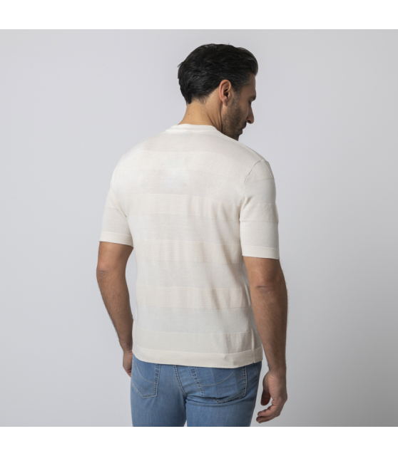 ALTEA - T-shirt beige en maille texturée
