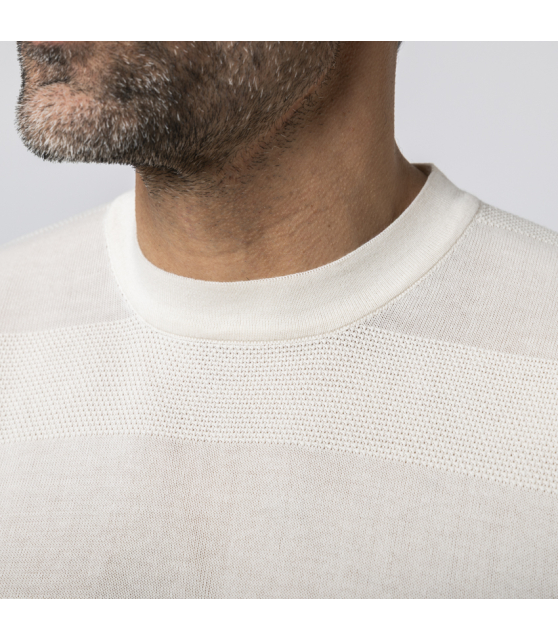 ALTEA - T-shirt beige en maille texturée
