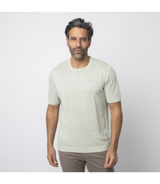 GRAN SASSO - T-shirt vert d'eau en lin mélangé