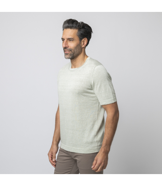 GRAN SASSO - T-shirt vert d'eau en lin mélangé