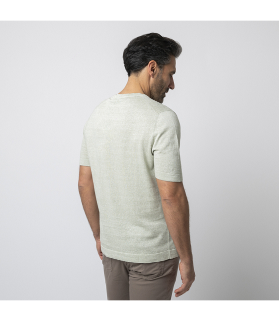 GRAN SASSO - T-shirt vert d'eau en lin mélangé