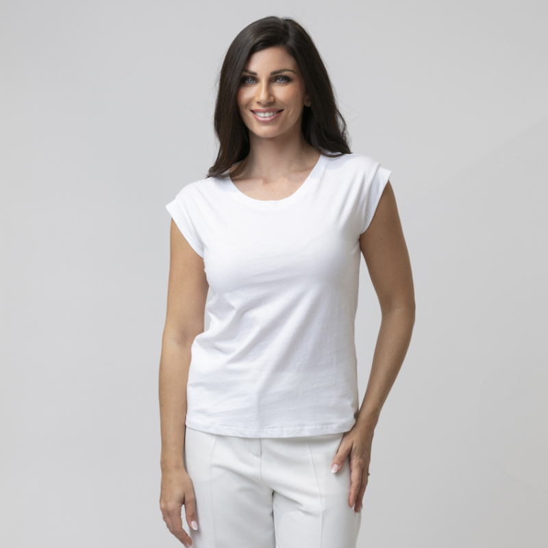 DUNCAN - T-shirt blanc à mancherons