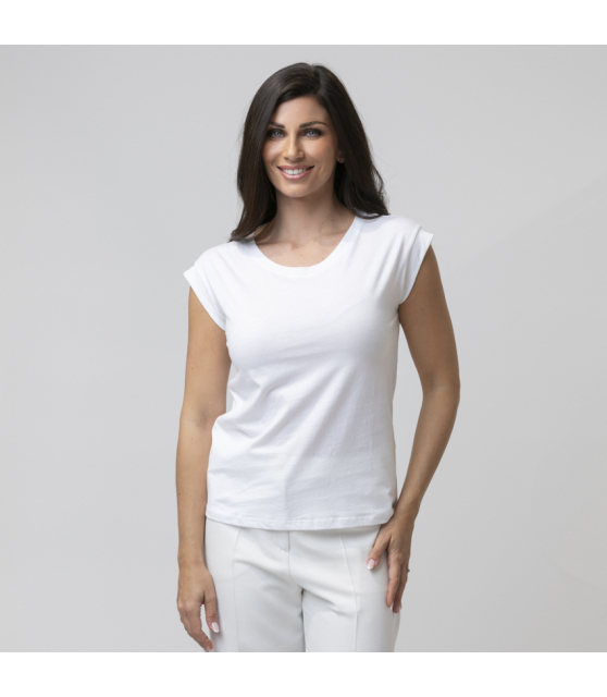 DUNCAN - T-shirt blanc à mancherons