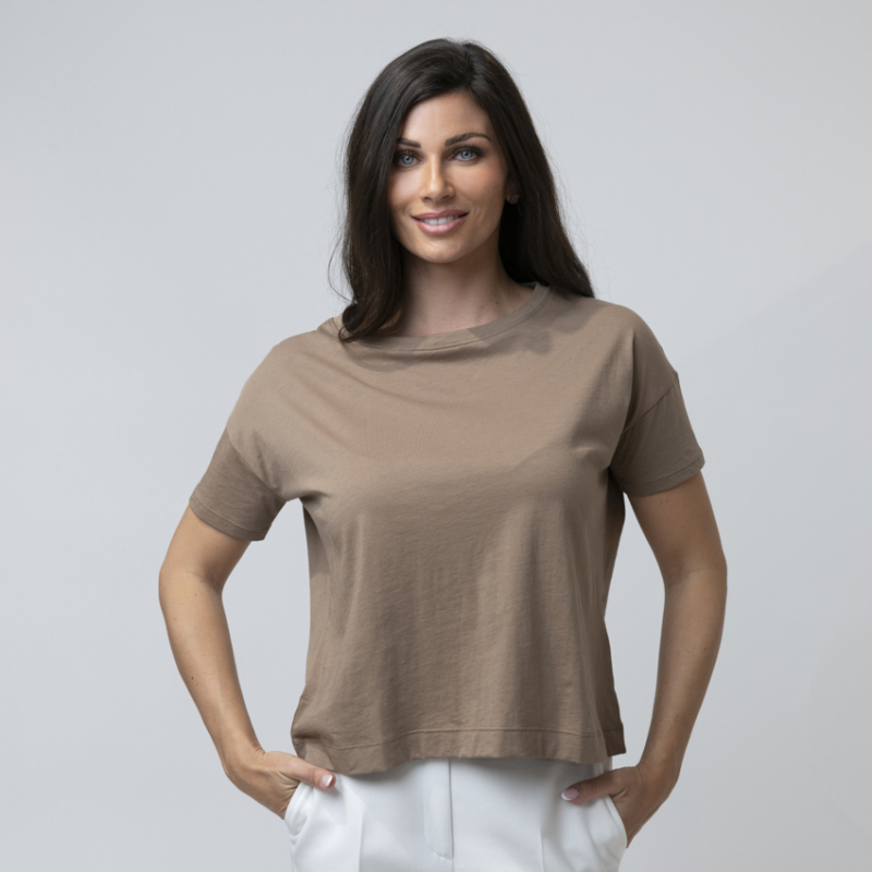 DUNCAN - T-shirt marron manches courtes